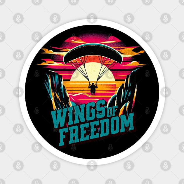 Paragliding Wings of Freedom Vintage Design Magnet by Miami Neon Designs